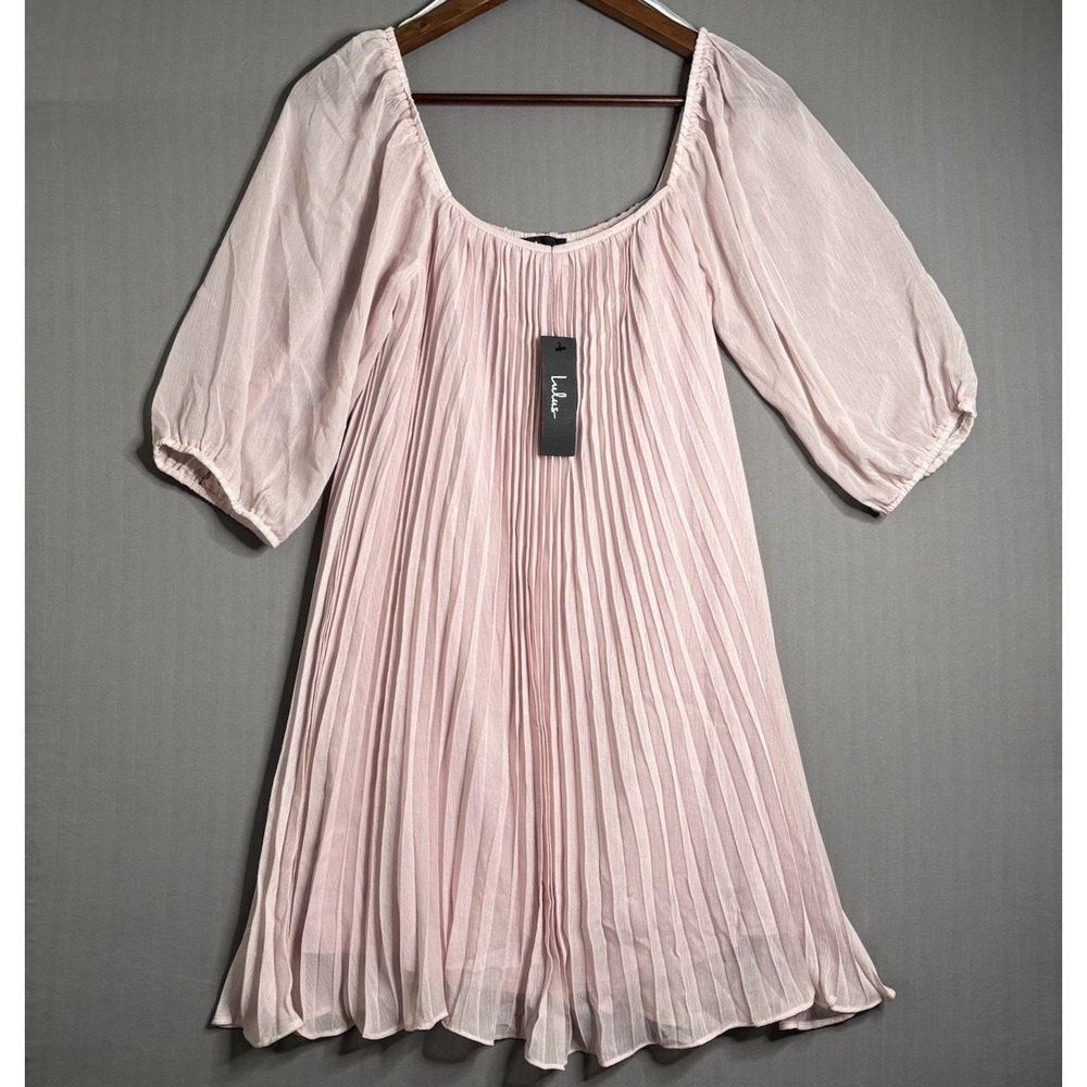 Lulus Dress Women Small Blush Pink Float On By Pleated Mini Wedding Guest
